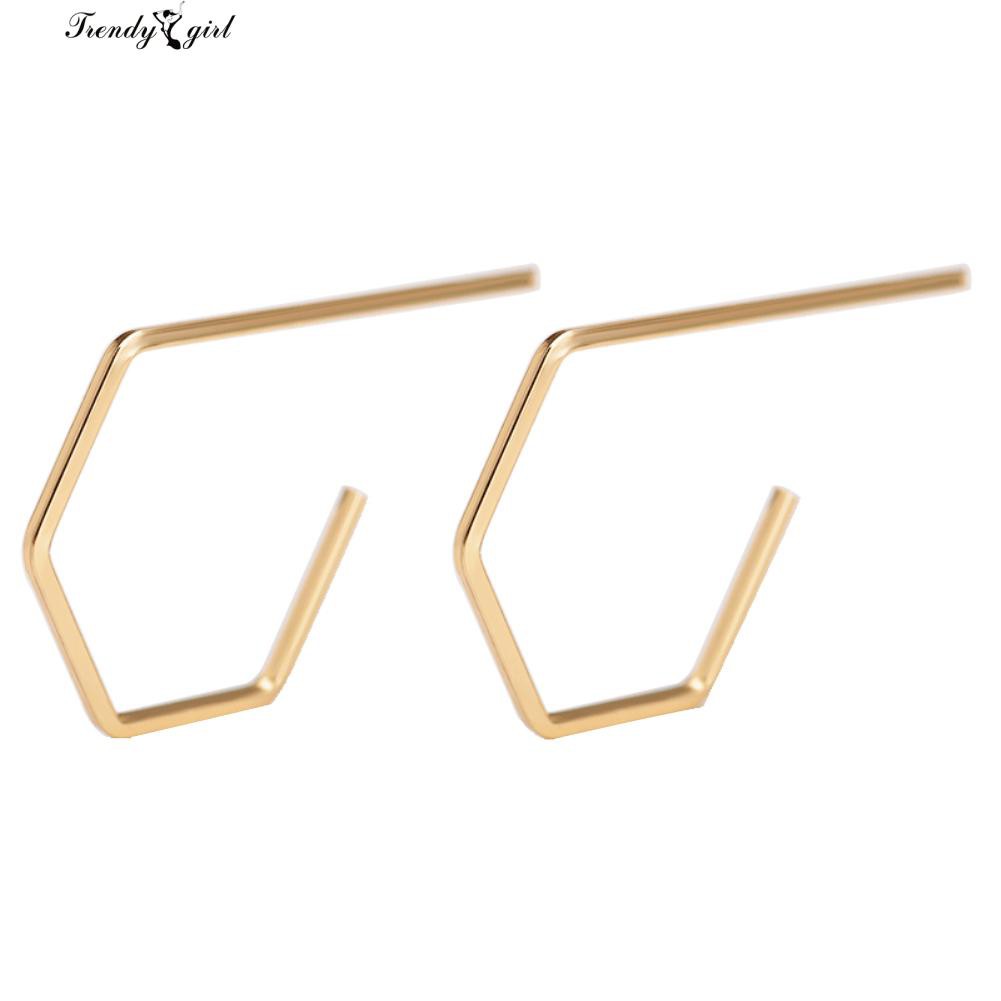 ☆ Women Simple Geometric Ear Stud Alloy Earrings Pub Jewelry