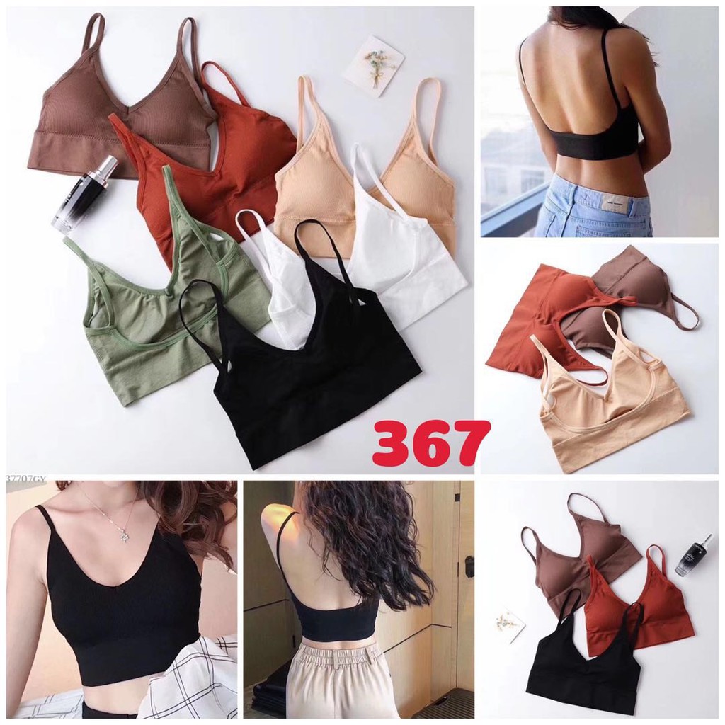 Áo bra 2 dây cotton khoét lưng chữ U thoáng mát mã 367