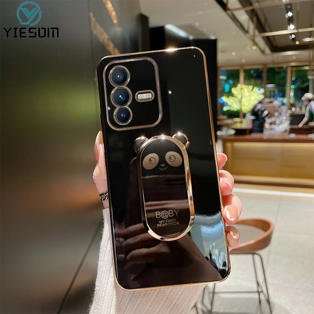 Ốp Điện Thoại Silicon Dẻo Họa Tiết Hoạt Hình Chú Gấu Kèm Giá Đỡ Cho Vivo V23 V23E V23 Pro V21 V21E V20 SE V20