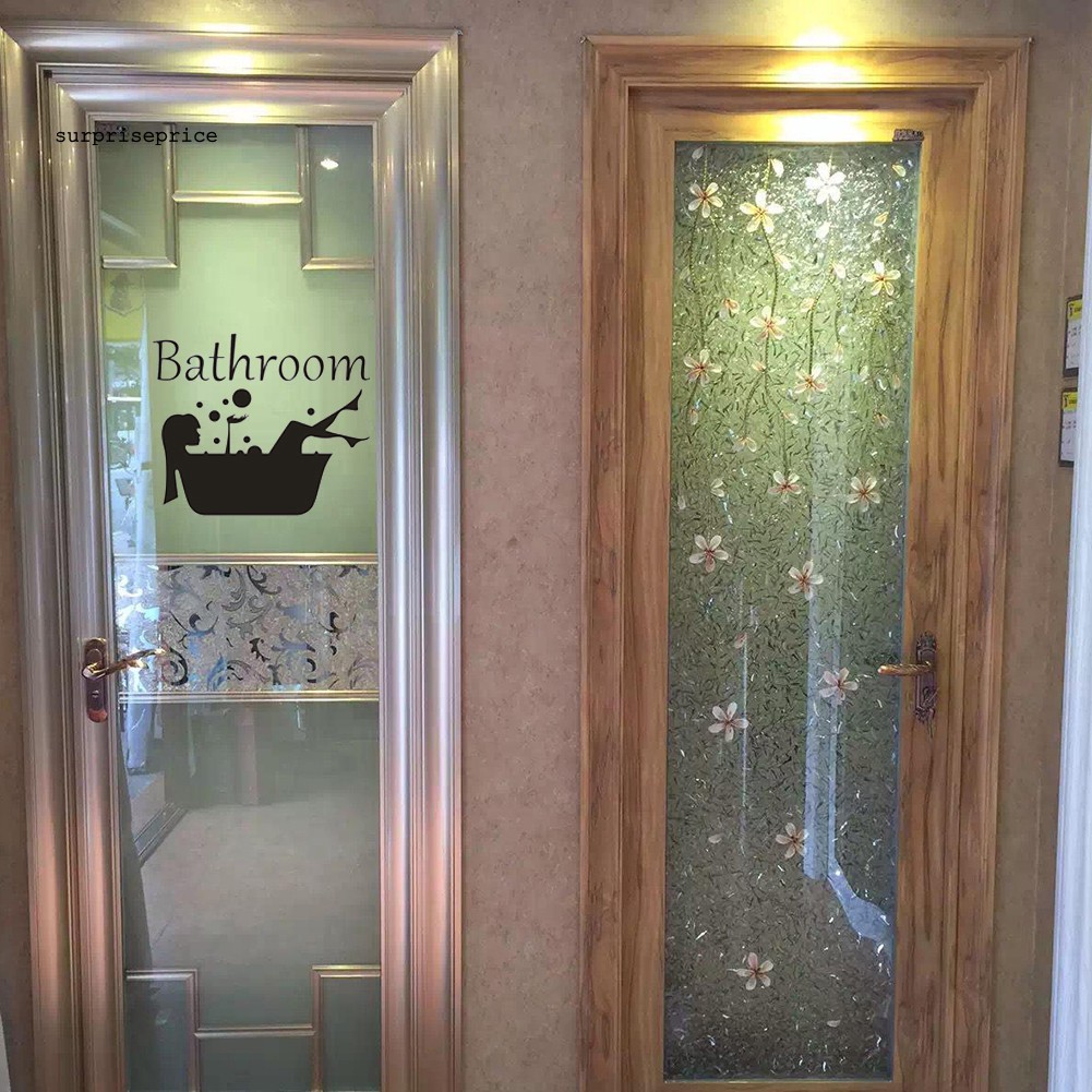 Nhãn dán trang trí cửa phòng tắm họa tiết cô gái đang tắm độc đáo