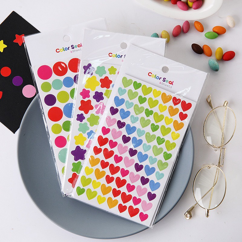 Sét 6 tấm sticker hình dán trang trí sổ album, hình dán cute trang trí sổ đáng yêu dễ thương