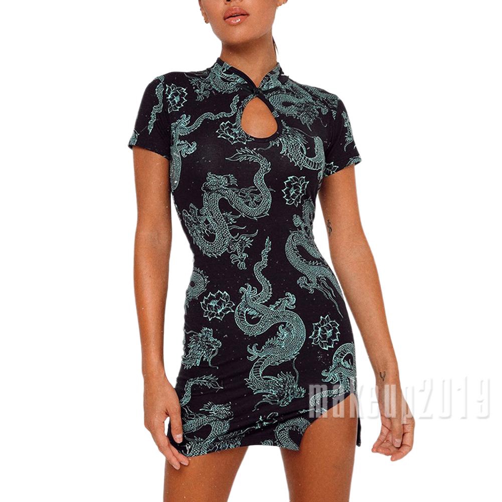 Đầm sườn xám cách tân hoạ tiết rồng thời trang sành điệu