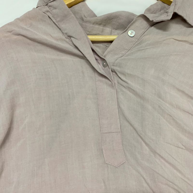 Áo sơ mi tay cánh dơi vạt đuôi tôm form rộng chất đũi mịn siêu mát