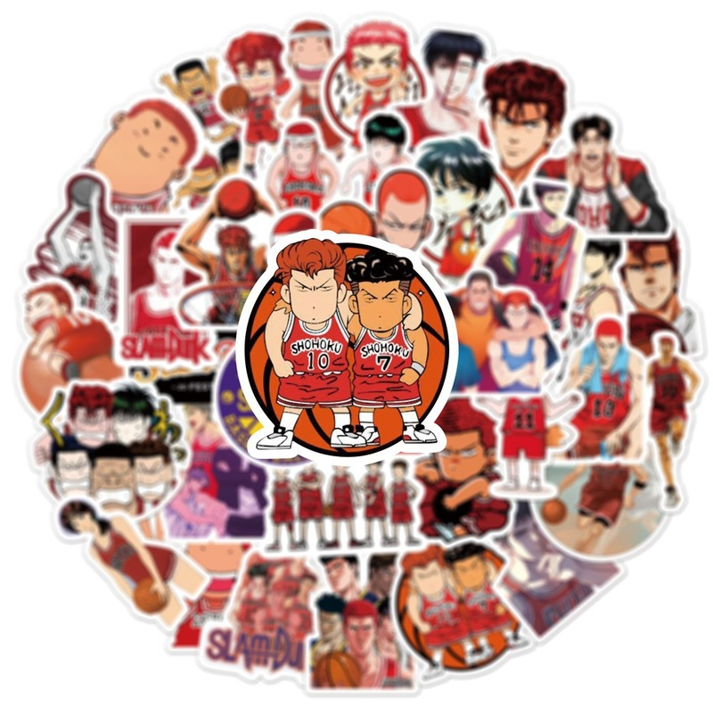 Bộ 50 miếng dán trang trí hình anime Slam Dunk không thấm nước