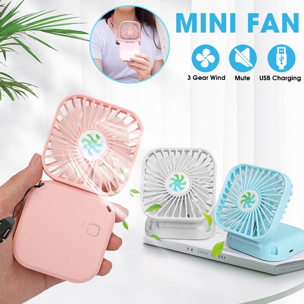Quạt Điện Đeo Cổ / Cầm Tay Mini Có Thể Gấp Gọn Đa Năng Sạc Cổng USB Thiết Kế Mới Dùng Khi Chơi Thể Thao Ngoài Trời