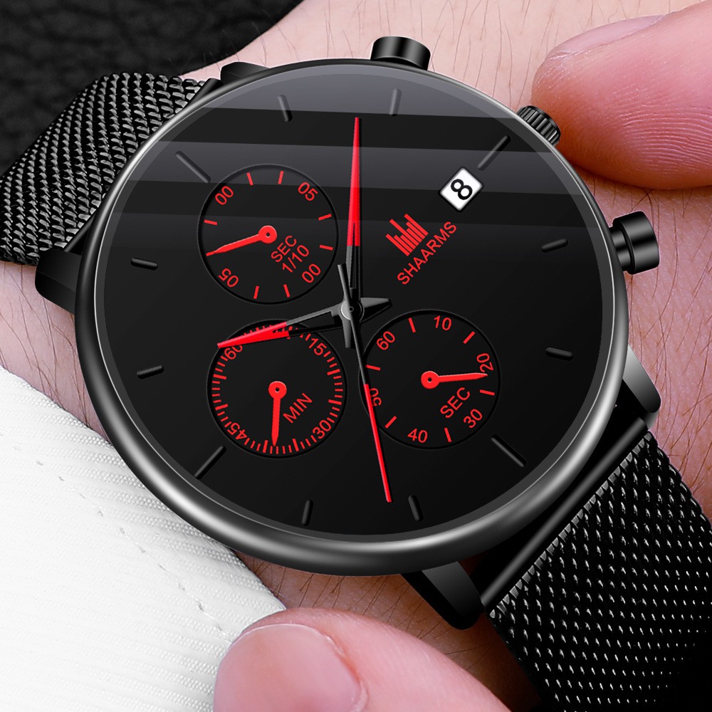 Đồng Hồ Nam SHAARMS SA6123 Đăng cấp doanh nhân lịch ngày sang trọng dây thép mành thời trang | BigBuy360 - bigbuy360.vn