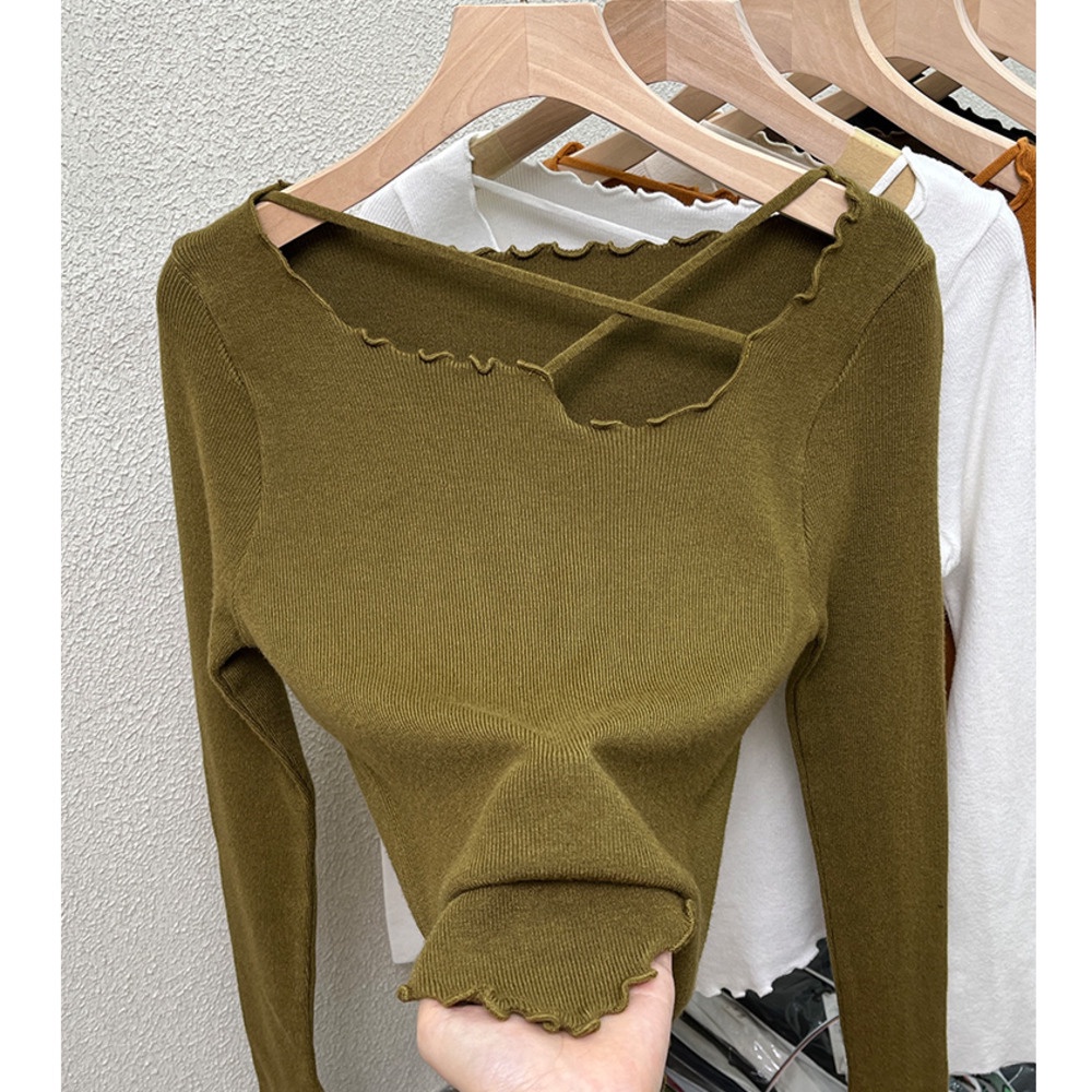 Áo sweater Dệt Kim Thiết Kế Bất Đối Xứng Thời Trang Xuân Thu Cho Nữ