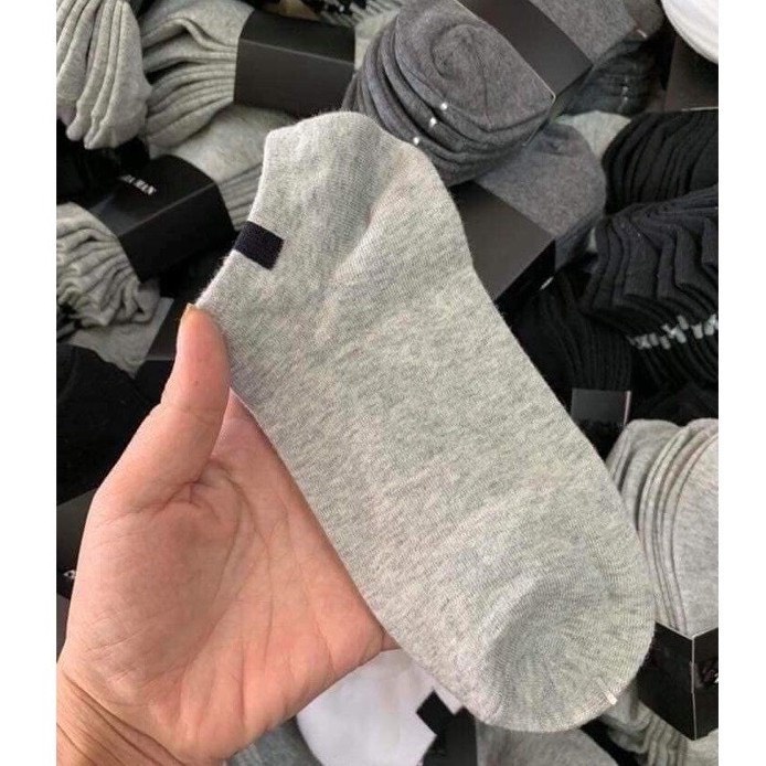 Tất vớ nam nữ cổ ngắn trơn chất cotton thoáng khí chống hôi chân