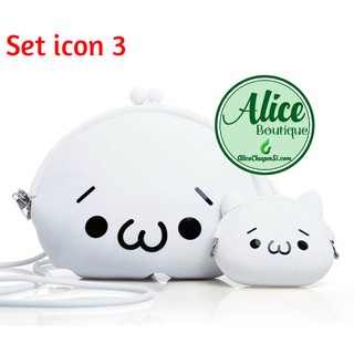 Set túi + ví silicon icon cảm xúc