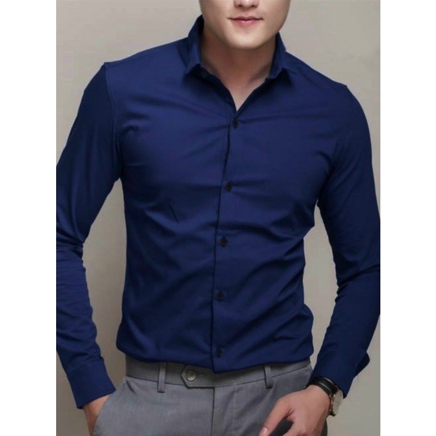 Áo Sơ Mi Trơn Nam Công Sở, Đi Chơi Chất Vải Kate Lụa Siêu Mềm Mịn From Tôn Dáng Nam Tính-HK