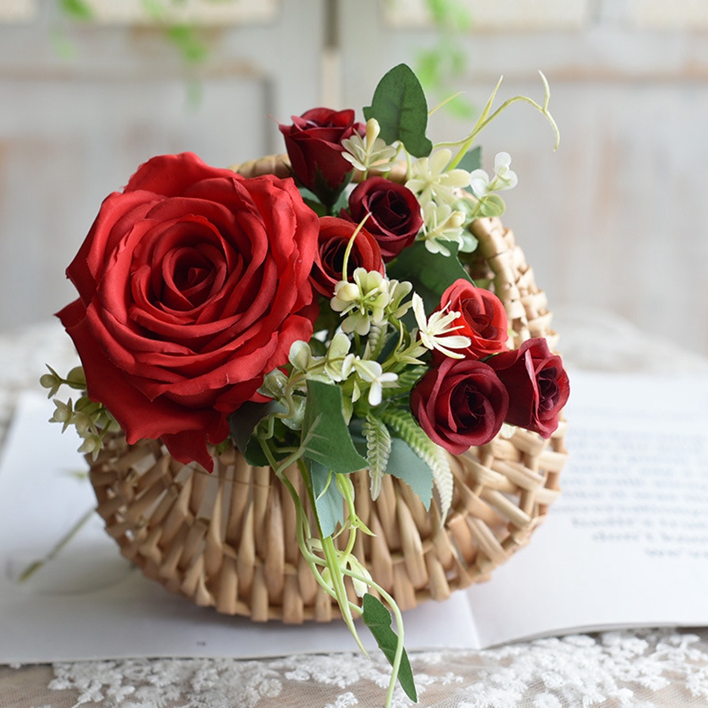 Giỏ Đựng Hoa Bằng Mây Siêu Bền Dễ Mang Theo Tiện Dụng Cho Tiệc Cưới