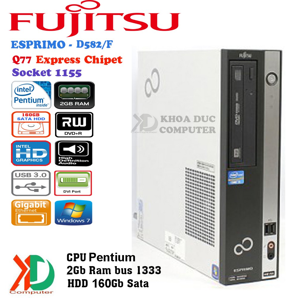 Cây máy tính đồng bộ Nhật Bản Fujitsu D582/F H77 CPU- G2030/2Gb Ram/ 250GB HDD siêu bền