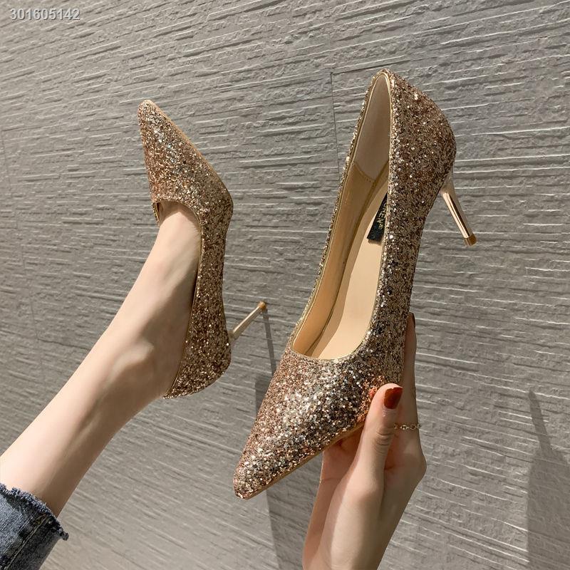 Spring 2021 new all-match bride wedding dress bridesmaid pointed toe single shoes wedding banquet women s high heels stiletto shoes wedding shoes