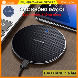 [GIÁ XỈ] Sạc không dây CÔNG NGHỆ MỚI QI, Sạc nhanh, Không nóng, Tự dừng khi đầy pin, Vỏ hợp kim nhôm siêu nhẹ - Izzylife