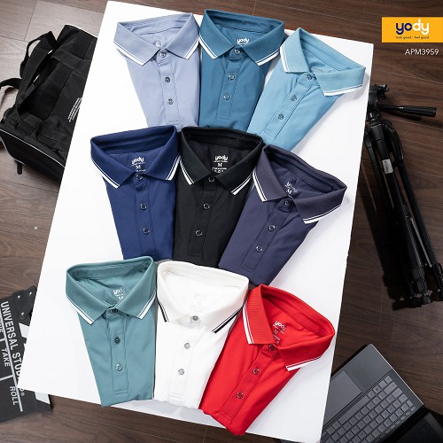 Áo polo nam bo kẻ Cotton Airy cool mềm mịn thoáng mát thấm hút APM3959