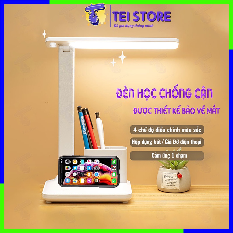 Đèn Học Để Bàn, Đèn Học Chống Cận Học Sinh 3 Chế Độ Sáng, tích điện, cảm ứng DH70 - Tei Store