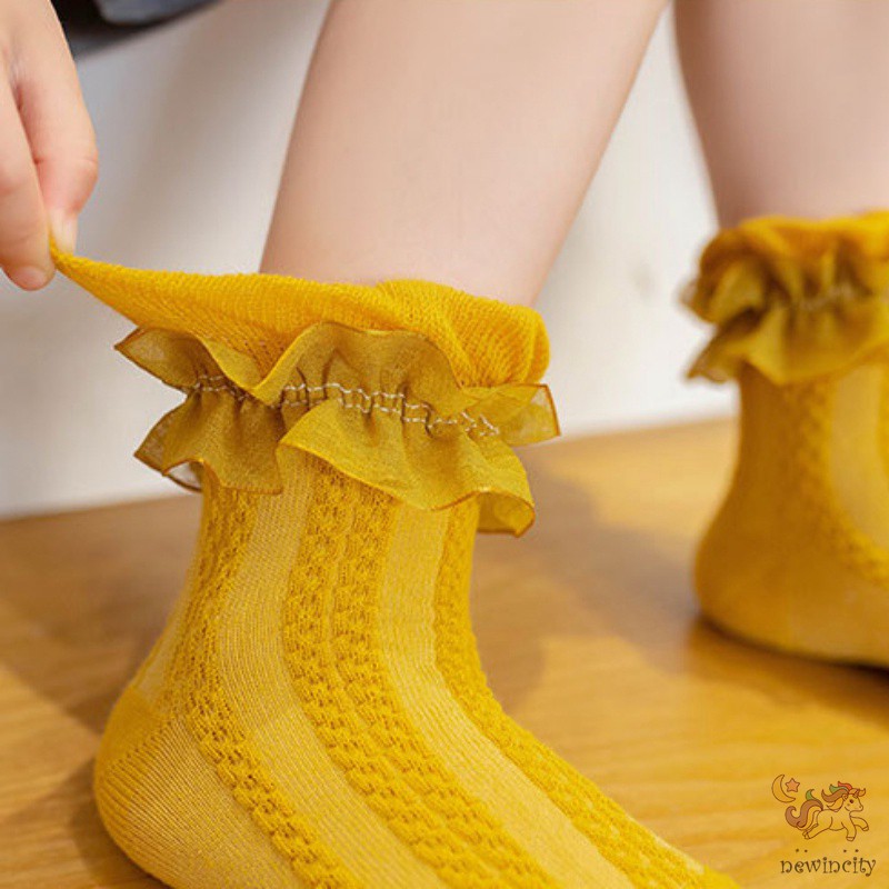 Vớ cotton phối ren hoa xinh xắn cho bé