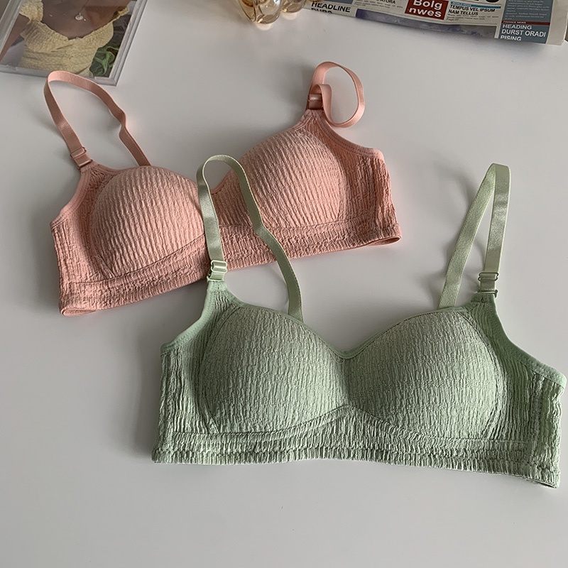 1 Set Áo Ngực + Quần Lót Xếp Ly Không Đường May Mềm Mại Thoải Mái Cho Nữ