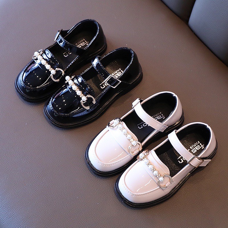 Giày Búp Bê Công Chúa Cho Bé Gái Đính Ngọc Trai Da Mềm Phong Cách Hàn Quốc Size 26-36 M058