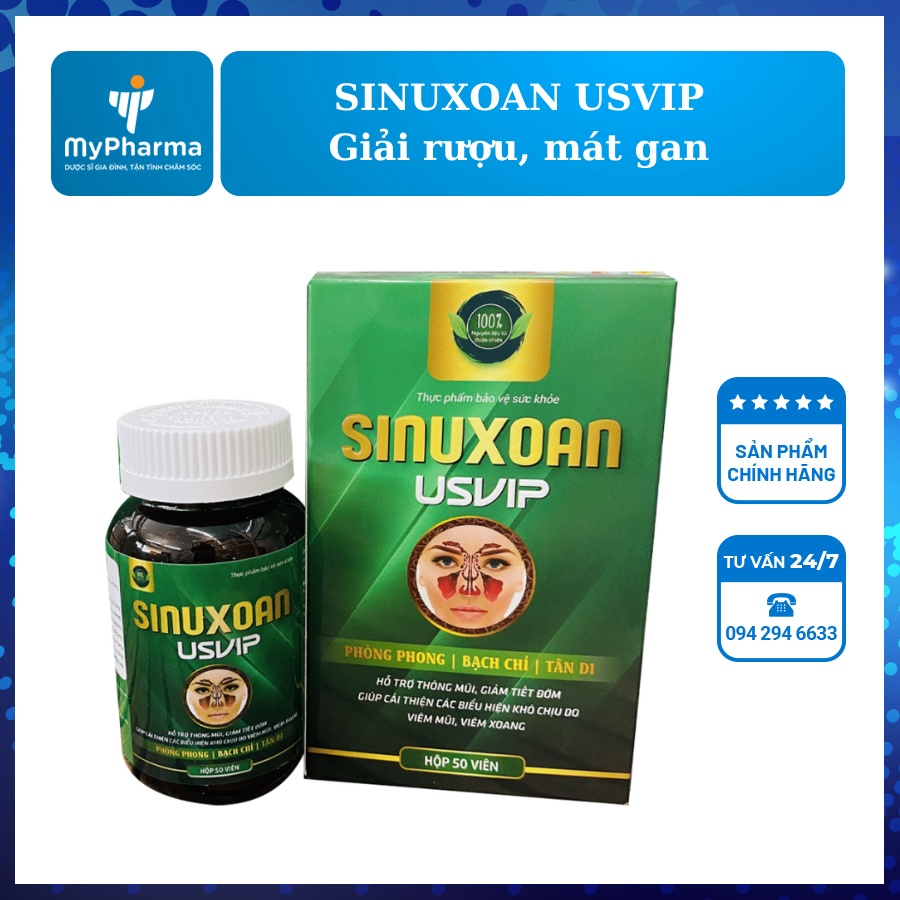 SINUXOAN USVIP - Giảm viêm xoang mũi, thông mũi, giảm ngạt mũi