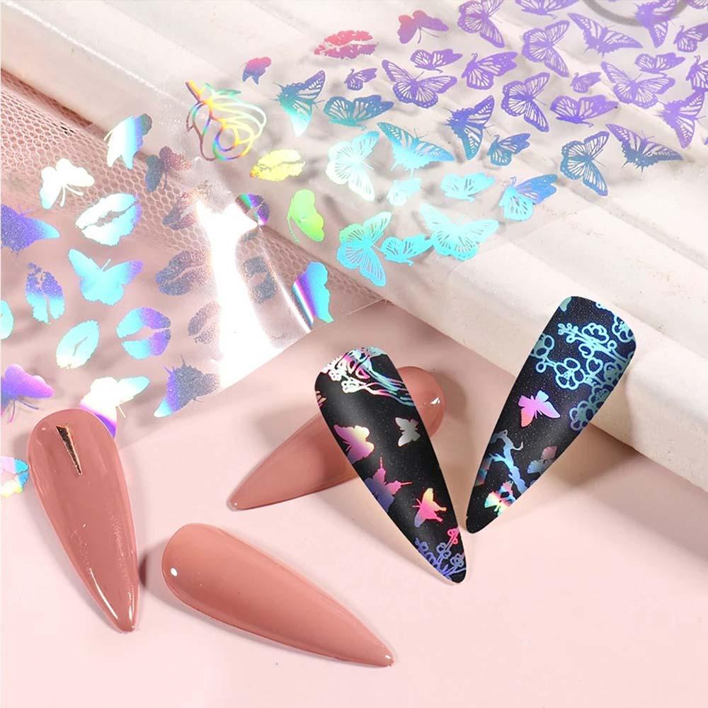 Bộ Lá Phong / Lá Phong / Bướm Màu Laser Dán Móng Nghệ Thuật DIY