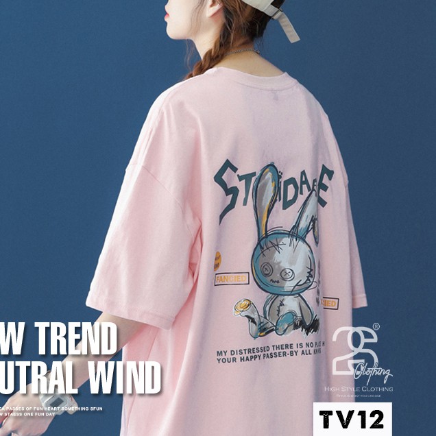 Áo Thun Nữ Form Rộng Tay Lỡ 2s Clothing Áo Phông Phom Rộng Basic Giấu Quần Cotton Giá Rẻ In Hình Thỏ Dễ Thương TV12 | BigBuy360 - bigbuy360.vn
