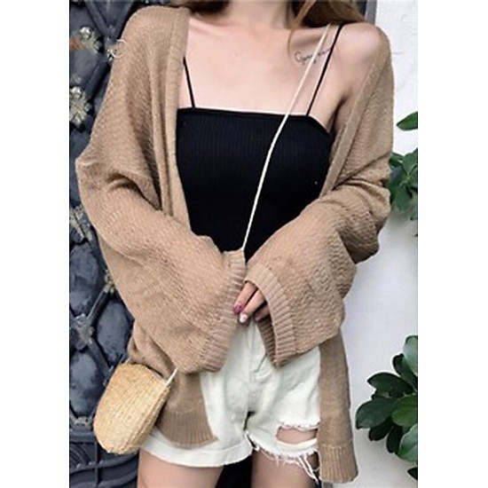 Áo khoác cardigan Chipxinhxk chất voan mỏng, không khuy đơn giản, nhẹ nhàng