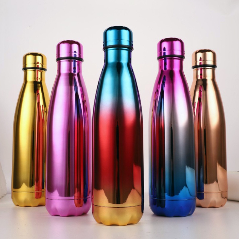 Binh giữ nhiệt dạng chai Inox 304 thép không gỉ 500ml mạ màu ombre KinoShop