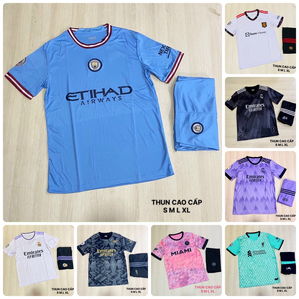 TH Mẫu Quần Áo Bóng Đá REAL ARSENAL MIAMI MANCITY Vải Thun Thái Cao Cấp - Bộ Đồ Đá Banh Nam Nữ pp Bởi Be Happy Sport