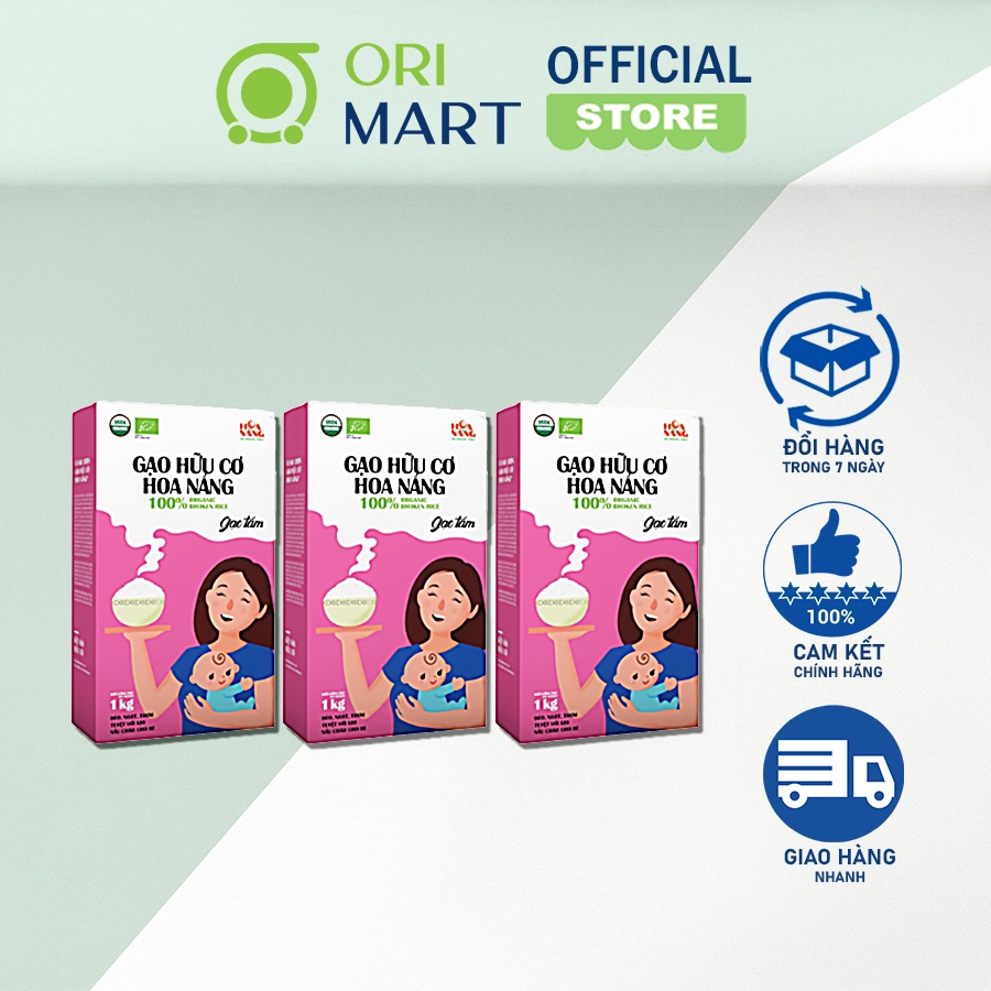 Combo 3 Gạo Hữu Cơ Hoa Nắng Gạo Tấm 100% Hữu Cơ -Hạt Gạo Ngắn Trắng Thơm Tuyệt Vời Đạt Tiêu Chuẩn Mỹ Và Châu Âu Hộp 1KG