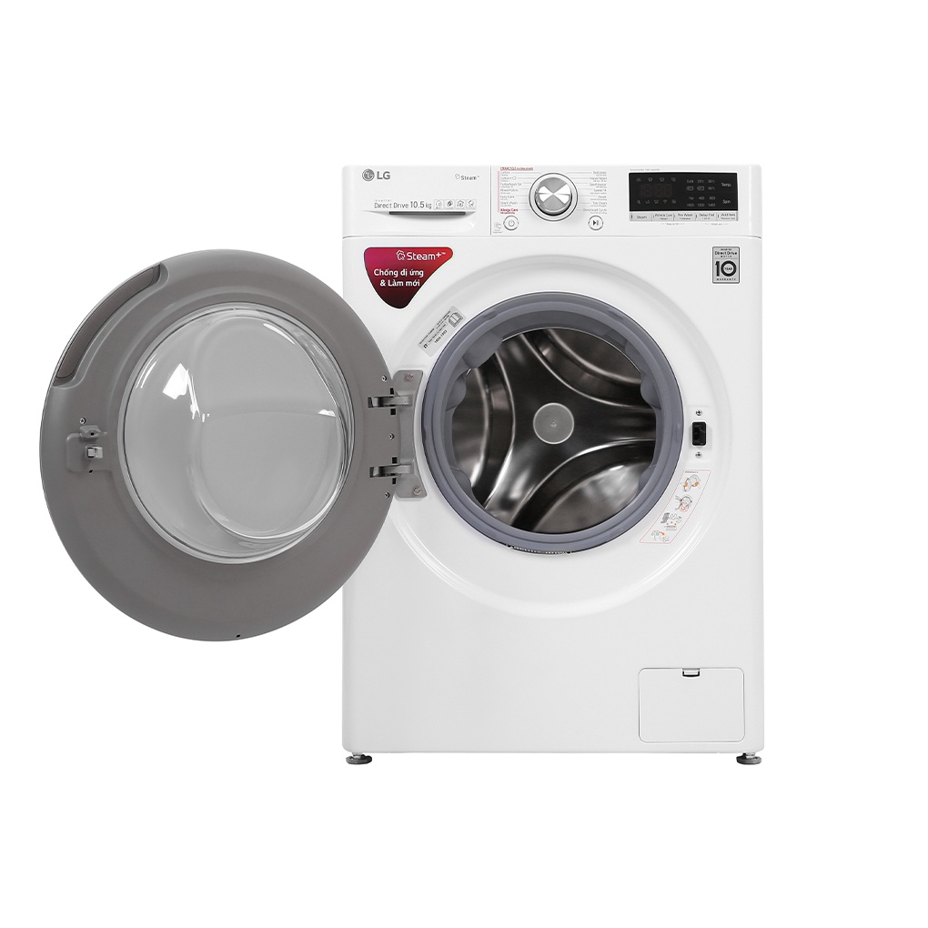 Máy giặt cửa trước LG Inverter 10.5kg FV1450S3W - điều khiển máy từ xa, Giặt nước nóng, Giặt hơi nước, giao miễn phí HCM