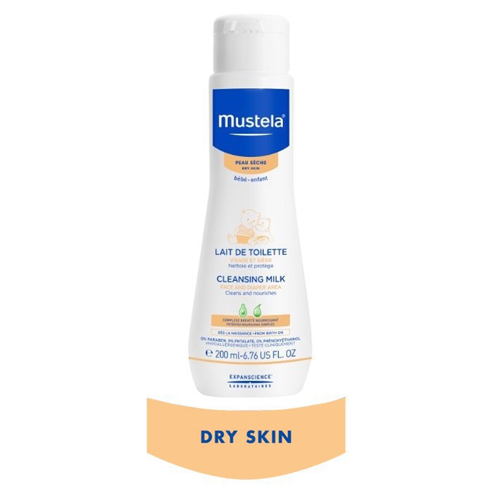 Sản Phẩm Sữa Làm Sạch Da Mặt Và Vùng Mặt Tã Cho Trẻ Sơ Sinh &amp; Bé Da Khô Mustela Cleansing Millk 200ml