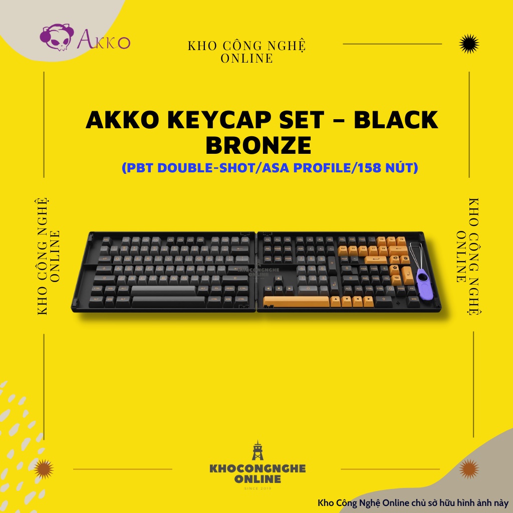 AKKO Keycap set – Black Bronze (PBT Double-Shot/ASA profile/158 nút)