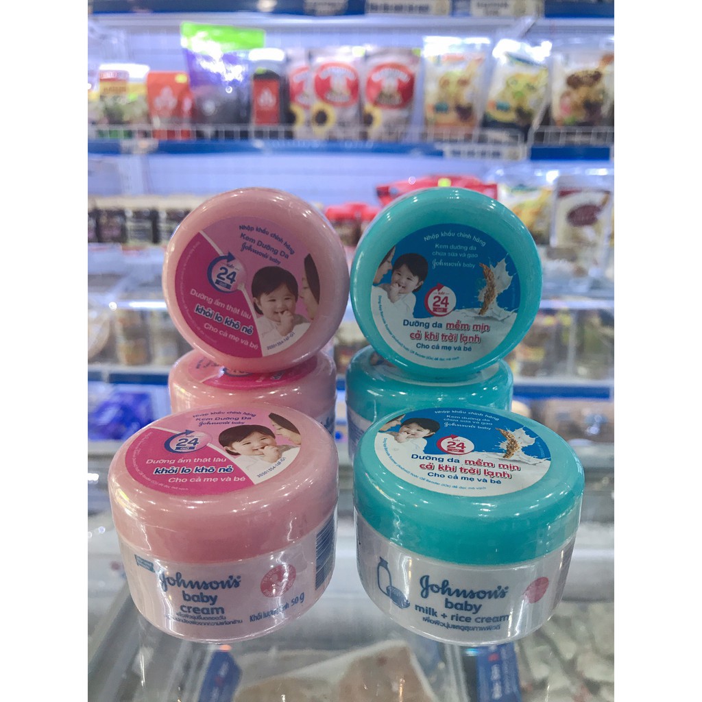 Kem Dưỡng Da Johnson's Baby Xanh 50g - Dành Cho Da Khô