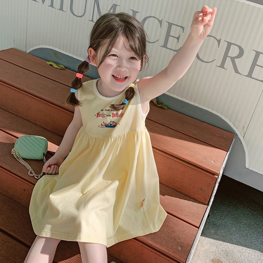 Đầm Không Tay In Hình Hoạt Hình Dễ Thương Thời Trang Mùa Hè Hàn Quốc 2023 Dành Cho Nữ