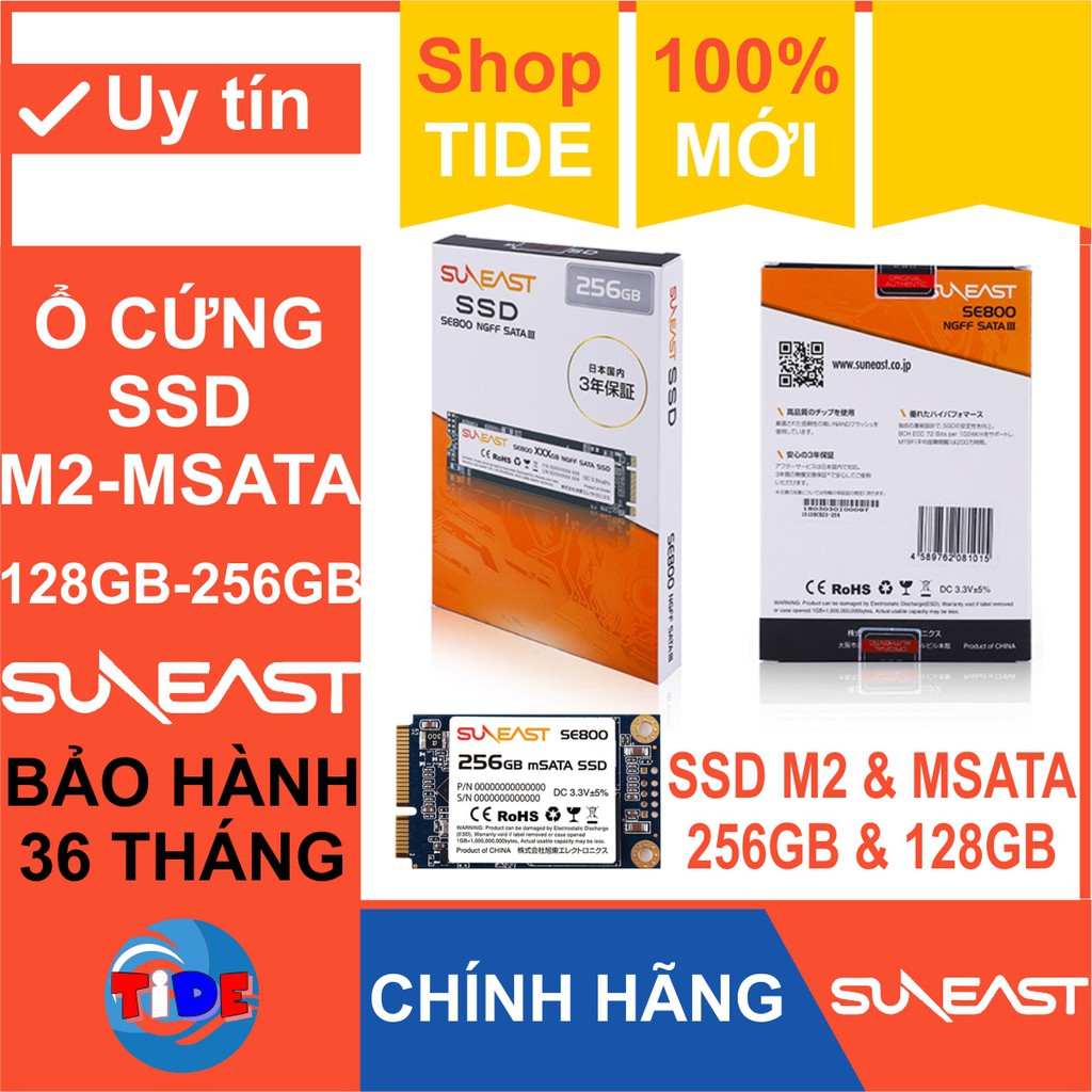 Ổ cứng SSD SunEast 256GB/128GB - M2/Msata nội địa Nhật Bản – CHÍNH HÃNG – Bảo hành 3 năm