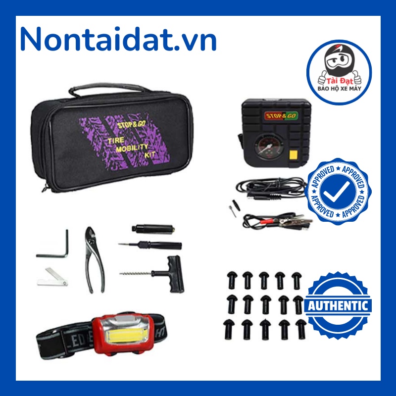 Bộ bơm vá xe nhanh Stop &amp; Go mã 6001 ( Version 2)