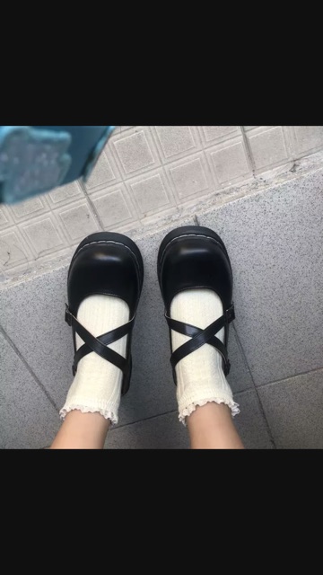 (CÓ SẴN sz 35- đen) Giày lolita đan dây chéo mengbali - 3 ảnh thật cuối | BigBuy360 - bigbuy360.vn