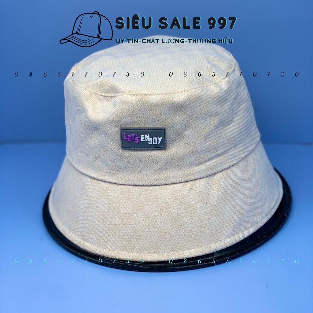 NÓN BO CỤP ENJOY THÊU LOGO HỌA TIẾT CARO NHIỀU MÀU FORM CỤP SIÊU ĐẸP