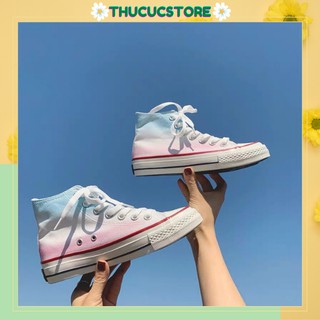 Giày thể thao, giày sneaker đế bằng cổ cao loang màu phong cách Hàn Quốc năng động