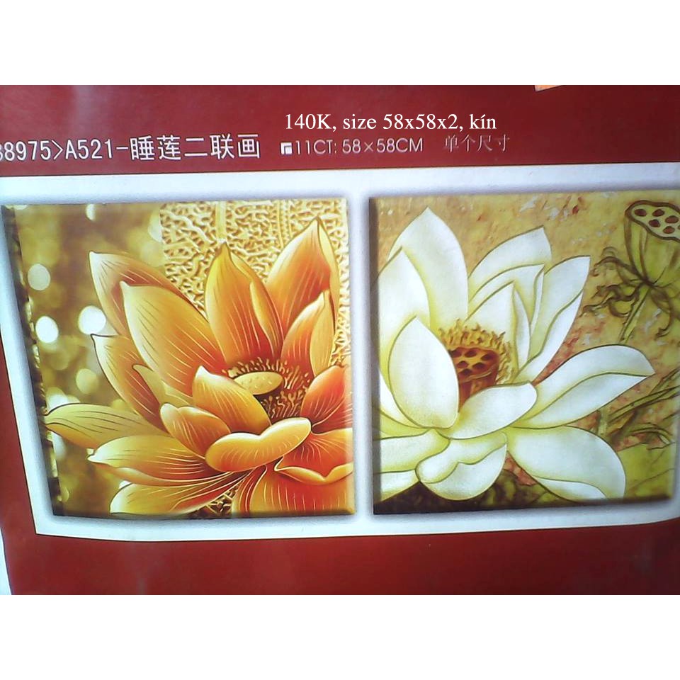 Tranh thêu hoa sen
