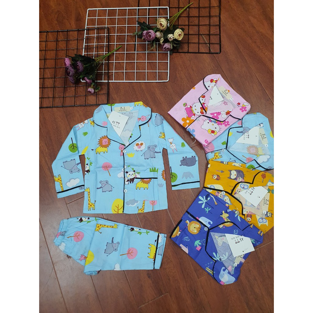 Bộ Pijama tay dài chất thô Hàn siêu thấm mồ hôi cho bé trai và bé gái [ ẢNH THẬT TỰ CHỤP ]