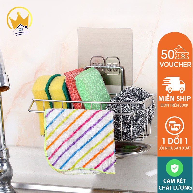 Giỏ đựng miếng rửa bát inox dán tường