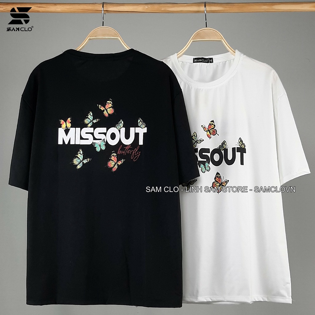 Áo phông tay lỡ nữ SAM CLO freesize thun form rộng dáng Unisex - mặc cặp, nhóm, lớp in hình BƯỚM MISSOUT BUTTERFLY