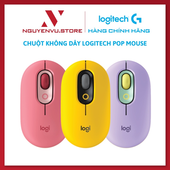 Chuột không dây Logitech POP Mouse - Giảm ồn - Nút Emoji Tùy Chỉnh - Hàng Chính Hãng