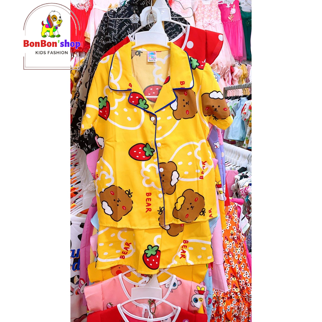 PA02_BỘ Pijama Lụa Cao Cấp Họa Tiết Hoạt Hình Dễ Thương Cho Bé 3Tđến 7T