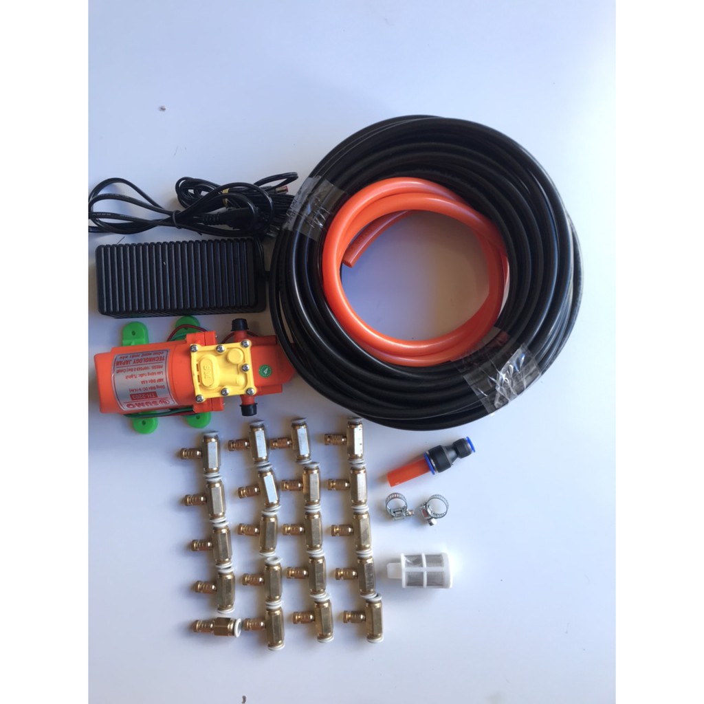 Bộ phun sương. bộ phun sương, tới lan. Bơm Sumo cam kèm ng,uồn 12v_5a. 50m dây phun. 25 béc đồng.