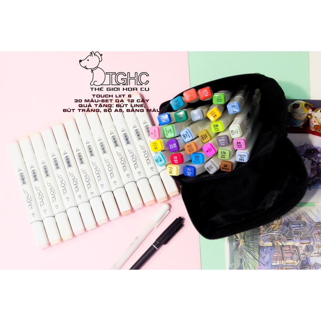 Bút Marker Touchliit 6: Bộ 30 màu - Bộ 30 màu + Set da 12 cây [Chính hãng]
