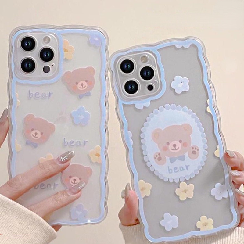 Ốp Điện Thoại Trong Suốt Họa Tiết Hoa / Gấu Hoạt Hình Dễ Thương Cho IPhone 13 11 12 Pro Max XR Xs Max 6 7 8 Plus