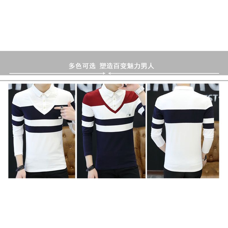 Áo Thun Nam Dài Tay Cổ Bẻ Thời Trang Hàn